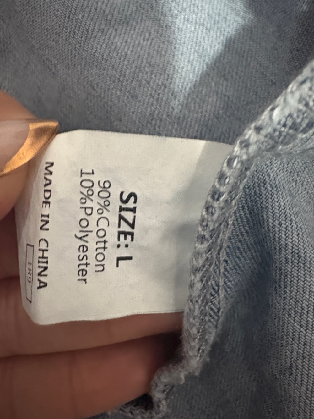 Washed Blue Denim Button-Front Long Sleeve Dress - Picture 5 of 5